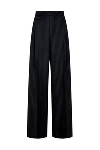 Wide Leg Trouser in Wool Pinstripe